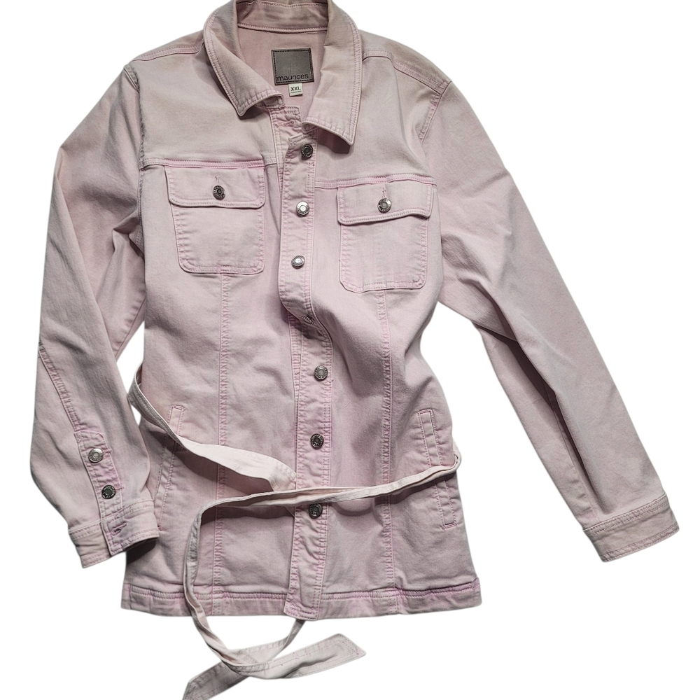 Maurice's Pink Denim-like Long Jacket XXL - Picture 2 of 6